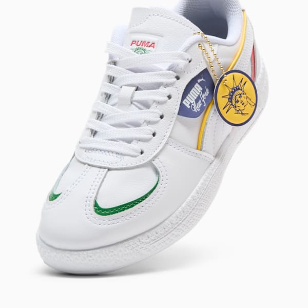 Tenis para mujer Clyde NYC Flagship, PUMA White-Sunny Yellow-Blue Crystal-Archive Green, extralarge